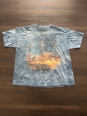 Vtg Y2K 2002 JESUS CHRIST The MOUNTAIN Crucifixion Tie Dye Adult T-Shirt